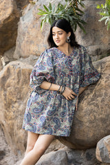 MULMUL KAIRI KALEIDOSCOPE BLOCK PRINTED MINI DRESS
