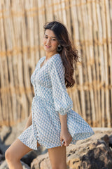 MULMUL ENCHANTING MOTIFS BLOCK PRINTED DRESS