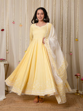 MULMUL GHER ANARKALI KURTA-PANT & DUPATTA SET