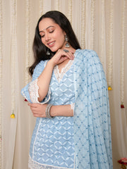 MULMUL MANIK KURTA-SHARARA & DUPATTA SET