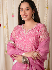 MULMUL NIKHAR KURTA-SHARARA & DUPATTA SET