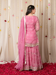 MULMUL NIKHAR KURTA-SHARARA & DUPATTA SET