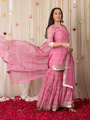 MULMUL NIKHAR KURTA-SHARARA & DUPATTA SET