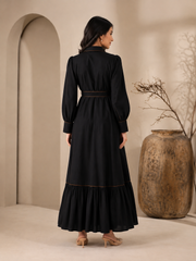 Black Cotton Shirt Dress