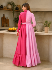 Bunai Two-Tone Pink Cotton Dress