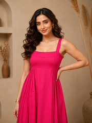 Pink Fit & Flare Cotton Dress