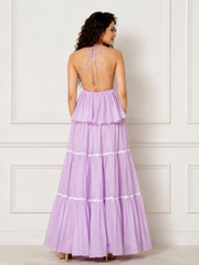 Lilac Backless Cotton Dress