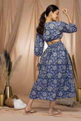 MULMUL AZURE BLOOMS FLORAL BLOCK PRINTED DRESS