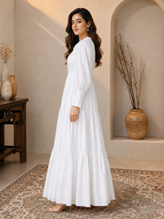 Pure White Cotton Maxi Dress