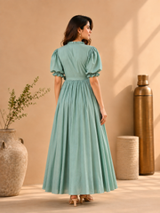 Mint Embroidered Cotton Dress