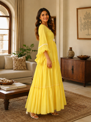 Elfin Yellow Comfy Cotton Dress