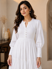 Pure White Cotton Maxi Dress