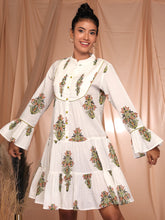 MULMUL WHIMSICAL BLOOMS COTTON BLOCK PRINTED DRESS