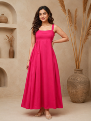 Pink Fit & Flare Cotton Dress