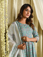 MULMUL GUL-ZEHRA ANARKALI KURTA-PANT & DUPATTA SET