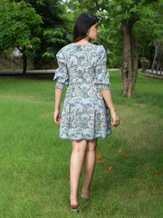 MULMUL NIRA FLORAL JAAL BLOCK PRINTED DRESS