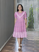 MULMUL SMITI BLOCK PRINT MIDI DRESS