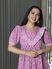 MULMUL SMITI BLOCK PRINT MIDI DRESS