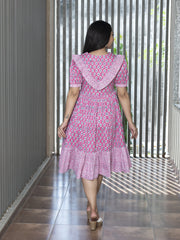 MULMUL SMITI BLOCK PRINT MIDI DRESS