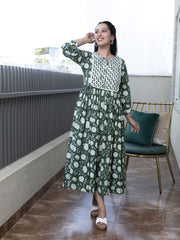 MULMUL ESHANA FLORAL BLOCK PRINTED DRESS
