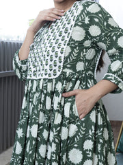 MULMUL ESHANA FLORAL BLOCK PRINTED DRESS