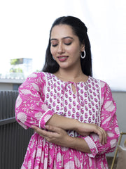 MULMUL IKSHITA FLORAL BLOCK PRINTED DRESS