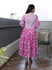 MULMUL IKSHITA FLORAL BLOCK PRINTED DRESS