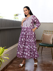 MULMUL BAVISHNI FLORAL BLOCK PRINTED DRESS