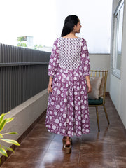 MULMUL BAVISHNI FLORAL BLOCK PRINTED DRESS