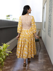 MULMUL ARUNIMA FLORAL BLOCK PRINTED DRESS