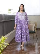 MULMUL VANSHA FLORAL BLOCK PRINTED DRESS