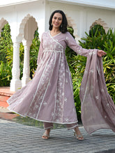 MULMUL SUFI EMBROIDERED ANARKALI KURTA-PANT & DUPATAT SET