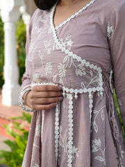 MULMUL SUFI EMBROIDERED ANARKALI KURTA-PANT & DUPATAT SET