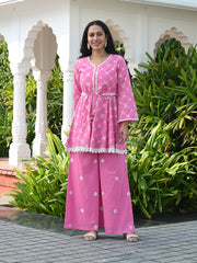 MULMUL EILEEN EMBROIDERED SHORT KURTA-PANT SET