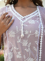 MULMUL AROHA EMBROIDERED STARIGHT KURTA-PANT & DUPATTA SET