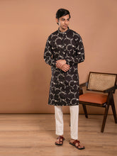 MULMUL RIHAN BLACK EMBROIDERED KURTA-PANT SET