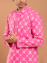 MULMUL MIRANSH PINK EMBROIDERED KURTA-PANT SET