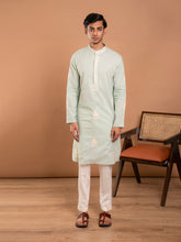 MULMUL ADVIK SAGE GREEN EMBROIDERED KURTA-PANT SET