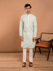 MULMUL ADVIK SAGE GREEN EMBROIDERED KURTA-PANT SET