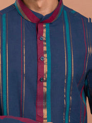 MULMUL OJAS YARN DYED COTTON KURTA-PANT SET