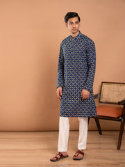 MULMUL AHAAN HAND BLOCK PRINTED KURTA-PANT SET