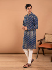 MULMUL AHAAN HAND BLOCK PRINTED KURTA-PANT SET
