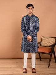 MULMUL AHAAN HAND BLOCK PRINTED KURTA-PANT SET