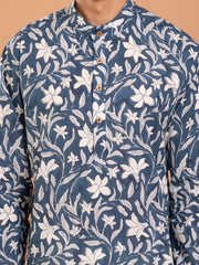 MULMUL KSHITIJ FLORAL HAND BLOCK PRINTED KURTA-PANT SET