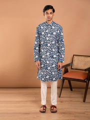 MULMUL KSHITIJ FLORAL HAND BLOCK PRINTED KURTA-PANT SET