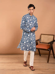 MULMUL KSHITIJ FLORAL HAND BLOCK PRINTED KURTA-PANT SET