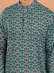 MULMUL AYAAN FLORAL JAAL HAND BLOCK PRINTED KURTA-PANT SET