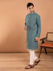 MULMUL AYAAN FLORAL JAAL HAND BLOCK PRINTED KURTA-PANT SET