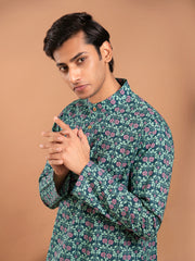 MULMUL AYAAN FLORAL JAAL HAND BLOCK PRINTED KURTA-PANT SET