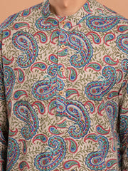 MULMUL KAIRI HAND BLOCK PRINTED KURTA-PANT SET